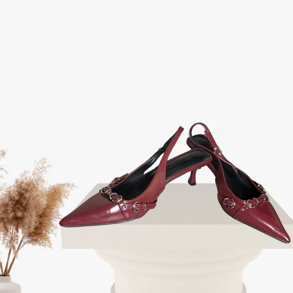 Elegant Burgundy Slingback Heels